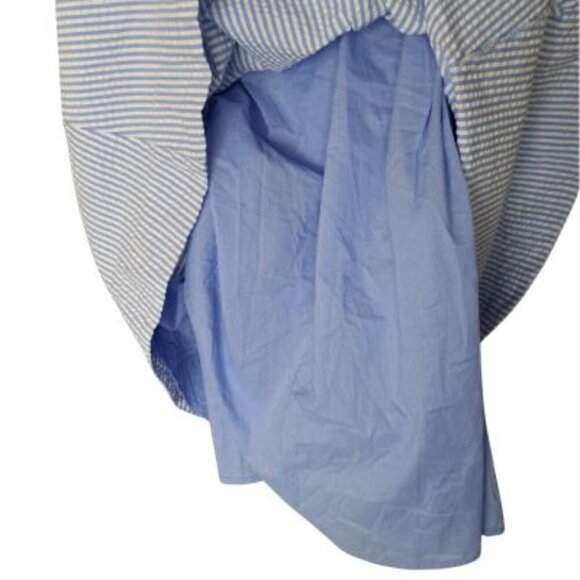 Vineyard Vines Criss Cross Seersucker Dress Blue Hydrangea White Stripe - Picture 4 of 7